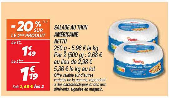 SALADE AU THON AMÉRICAINE NETTO