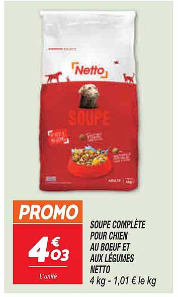 SOUP COMPLETE POUR CHIEN AU BOEUF ET AUX LEGUMES NETTO