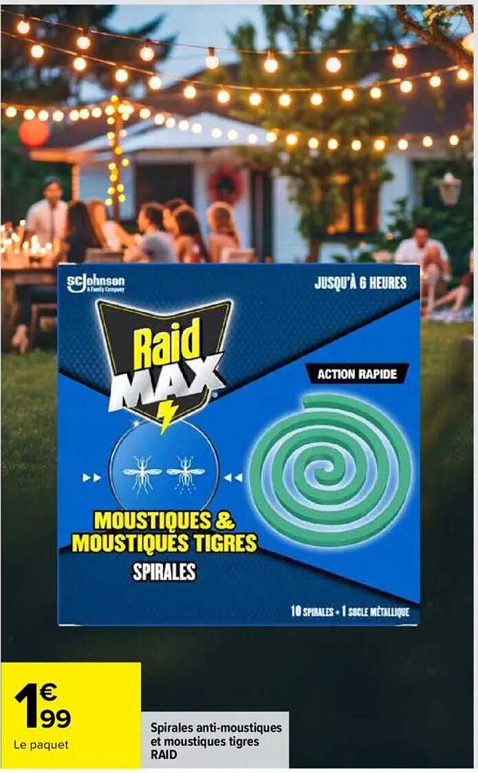 Spirales anti-moustiques et moustiques tigres RAID