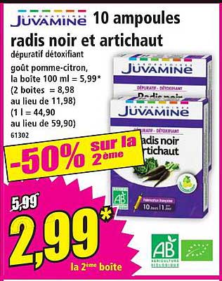 10 ampoules radis noir et artichaut