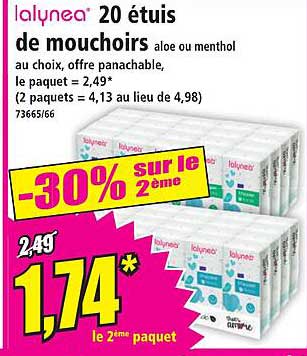 20 étuis de mouchoirs aloe ou menthol