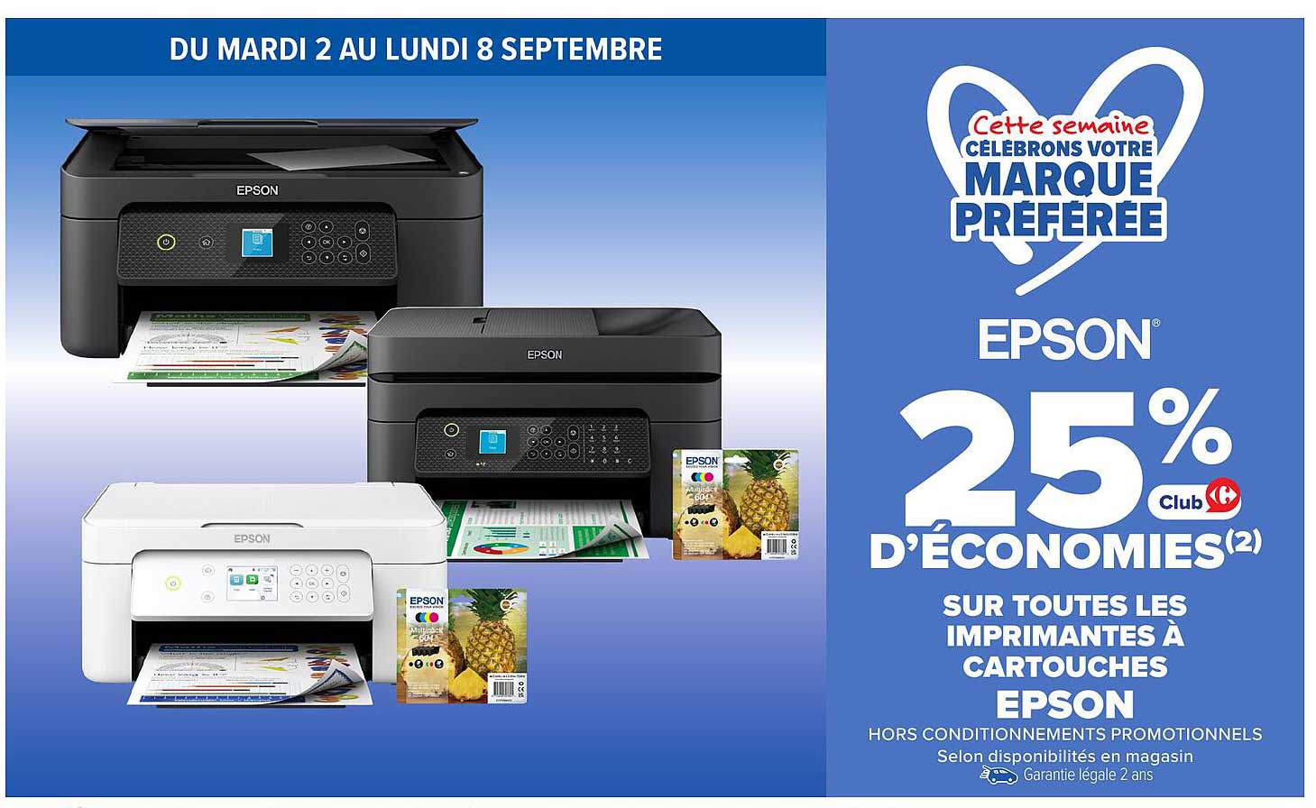 25% d'économies sur toutes les imprimantes à cartouches EPSON