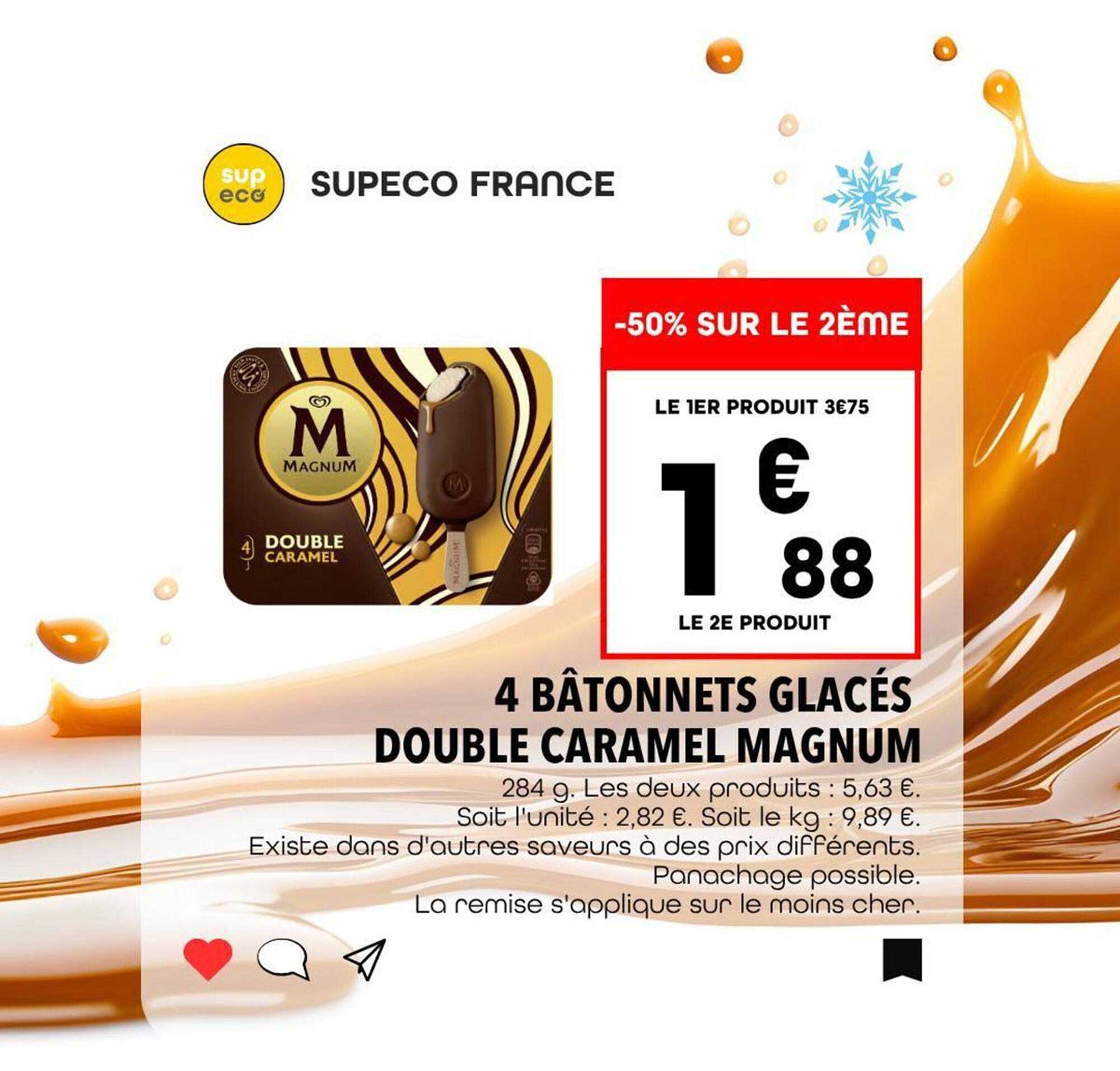 4 Bâtonnets Glacés Double Caramel Magnum