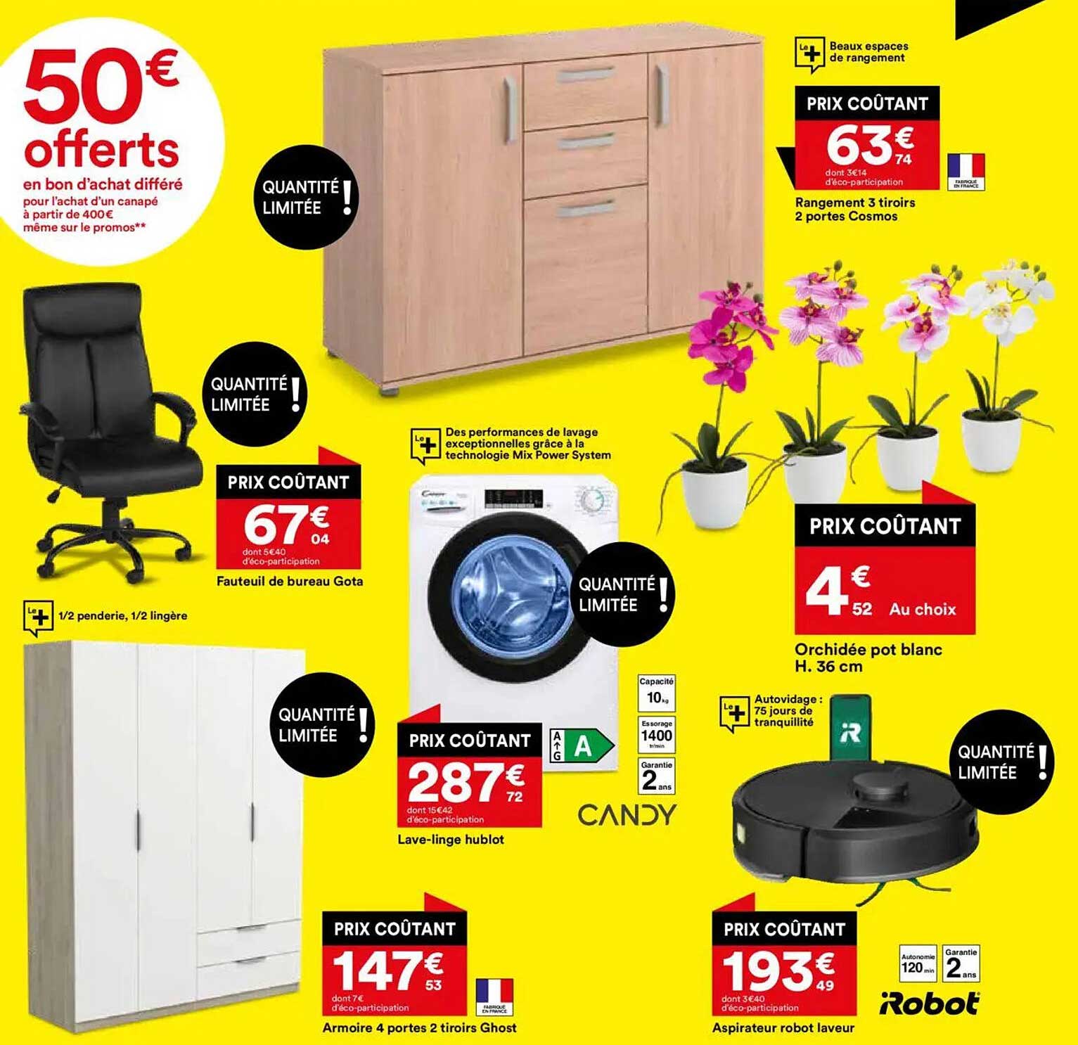 50€ offerts en bon d'achat différé pour l'achat d'un canapé à partir de 400€