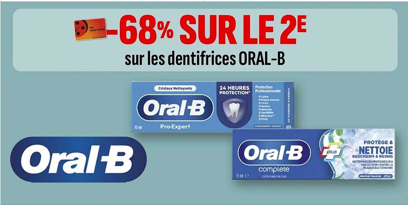 -68% SUR LE 2E sur les dentifrices ORAL-B