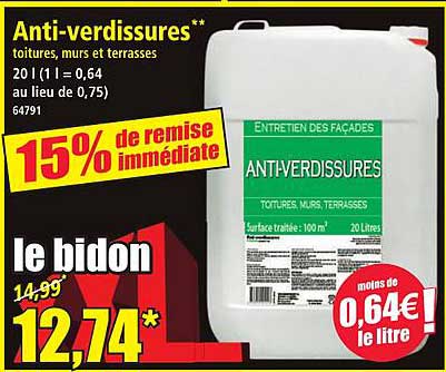 Anti-verdissures** toitures, murs et terrasses