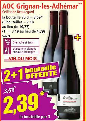 AOC Grignan-les-Adhémar, 2+1 bouteille OFFERTE
