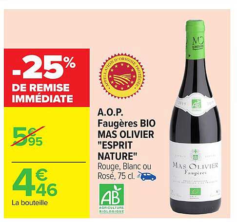 A.O.P. Faugères BIO MAS OLIVIER "ESPRIT NATURE"