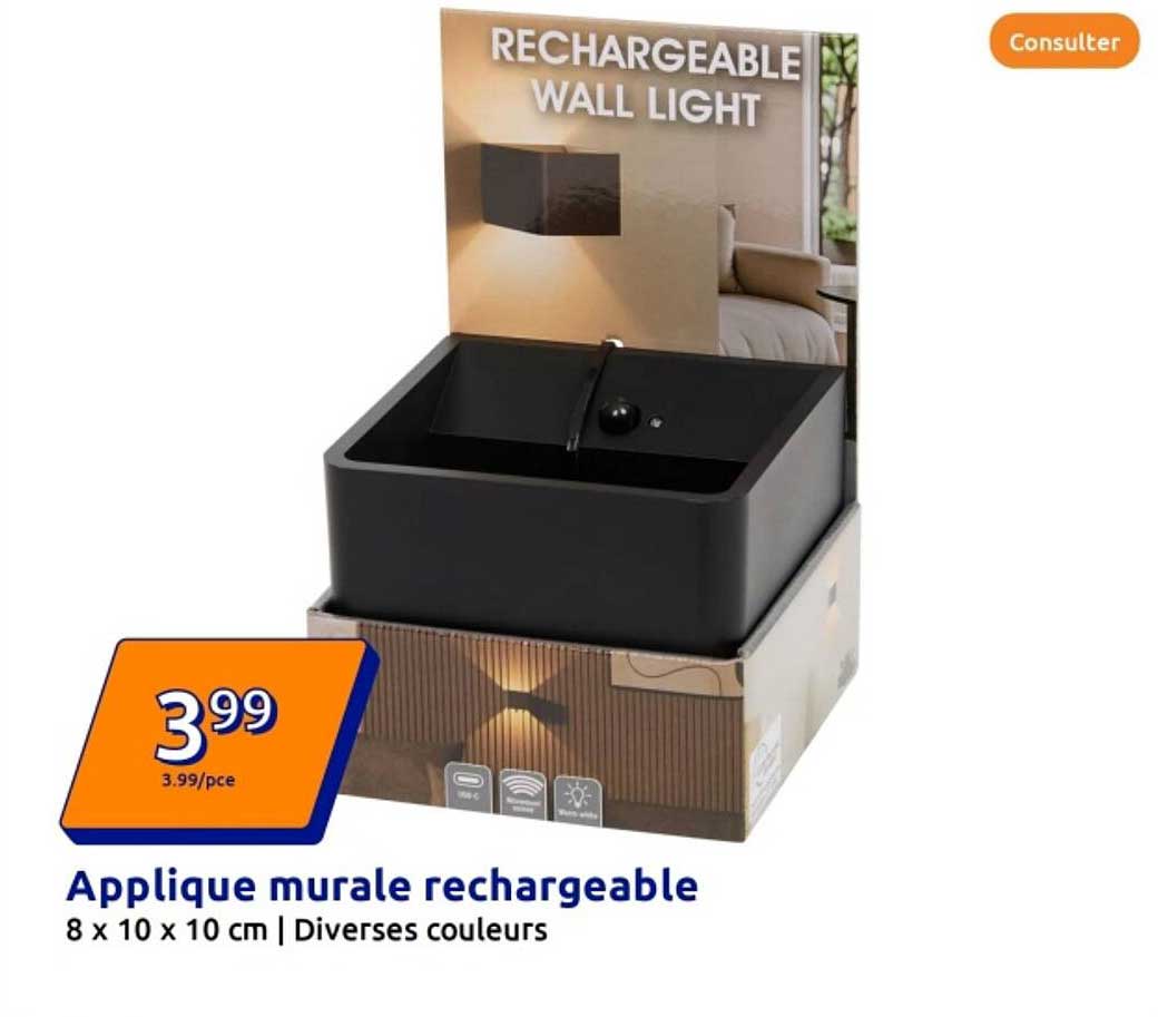 Applique murale rechargeable