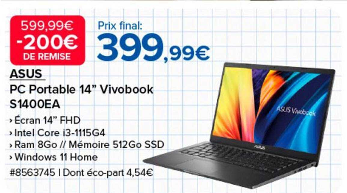 ASUS PC Portable 14” Vivobook S1400EA