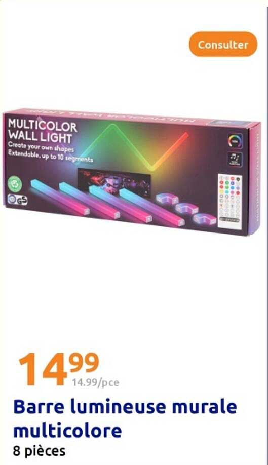 Barre lumineuse murale multicolore