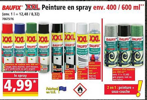 BAUFIX XXL Peinture en spray env. 400 / 600 ml