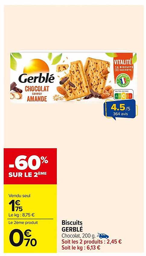 Biscuits GERBLÉ Chocolat saveur Amande
