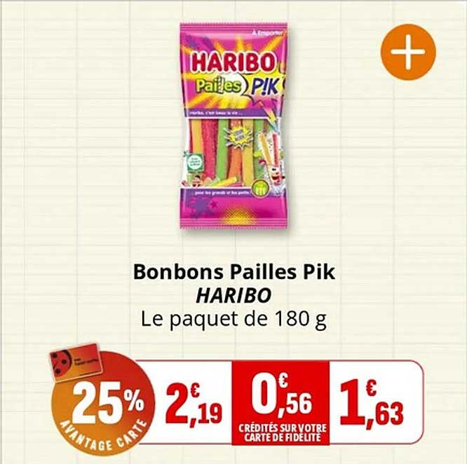 Bonbons Pailles Pik HARIBO Le paquet de 180 g