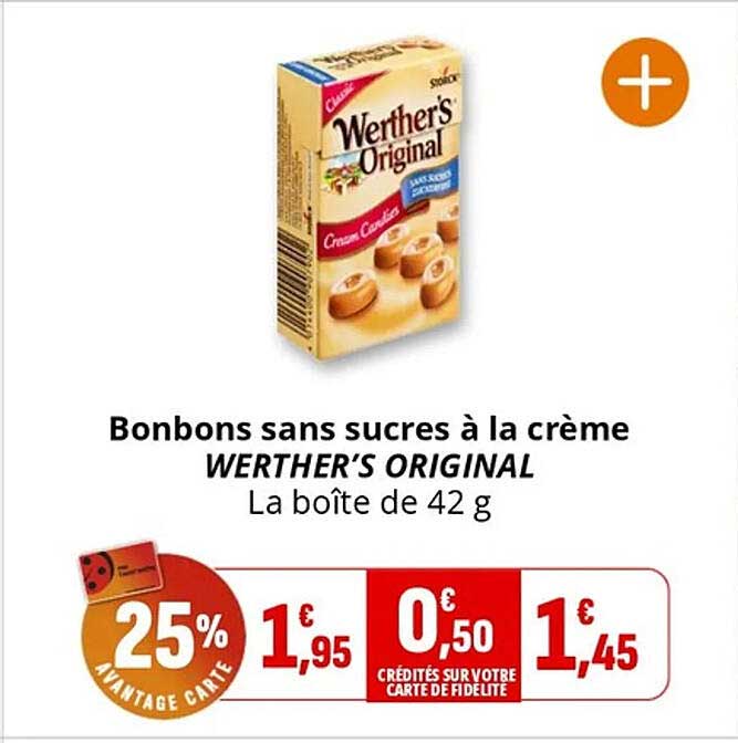 Bonbons sans sucres à la crème WERTHER'S ORIGINAL
