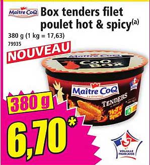 Box tenders filet poulet hot & spicy