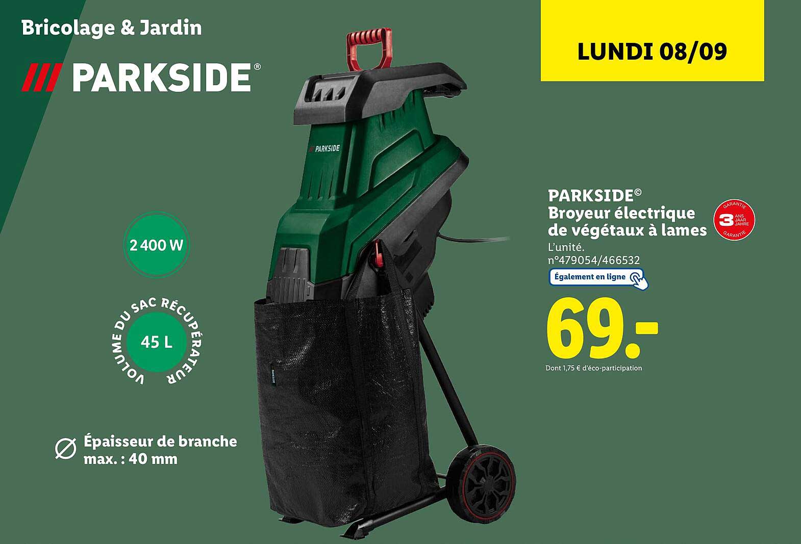 BROYEUR ÉLECTRIQUE DE VÉGÉTAUX À LAMES