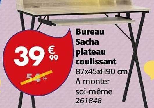 Bureau Sacha plateau coulissant