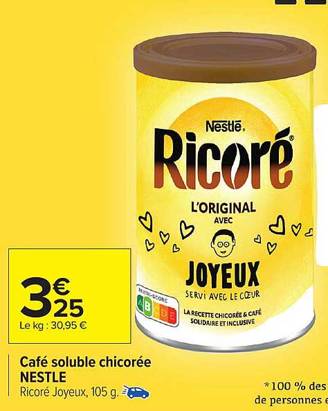 Café soluble chicorée NESTLE Ricoré Joyeux, 105 g