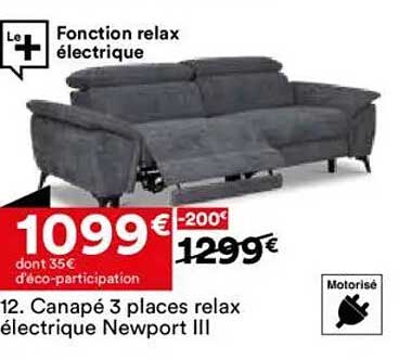 Canapé 3 places relax électrique Newport III