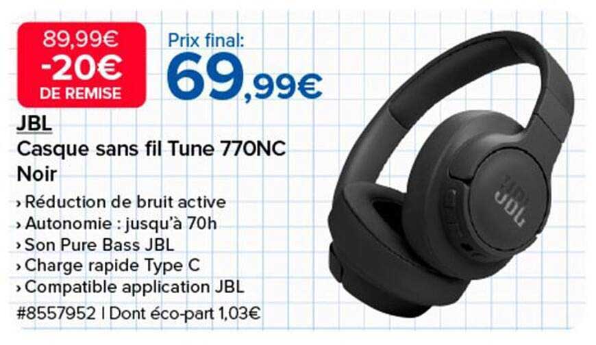 Casque sans fil Tune 770NC Noir