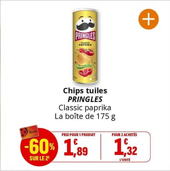 Chips tuiles PRINGLES Classic paprika La boîte de 175 g