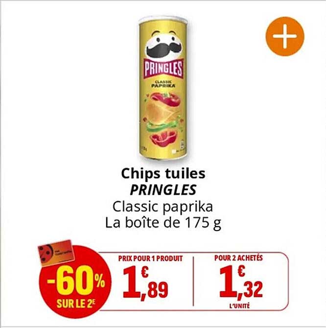 Chips tuiles PRINGLES Classic paprika La boîte de 175 g