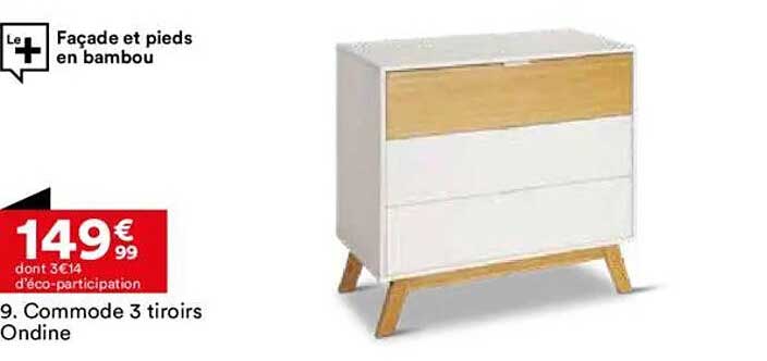 Commode 3 tiroirs Ondine