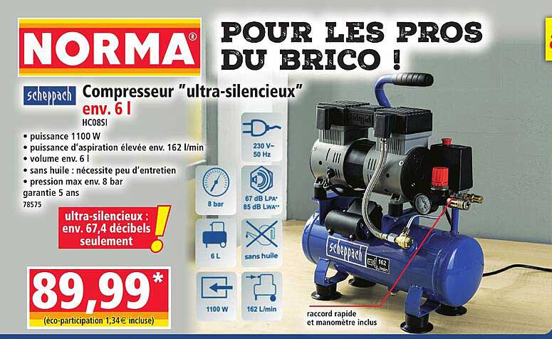 Compresseur "ultra-silencieux" env. 6 l