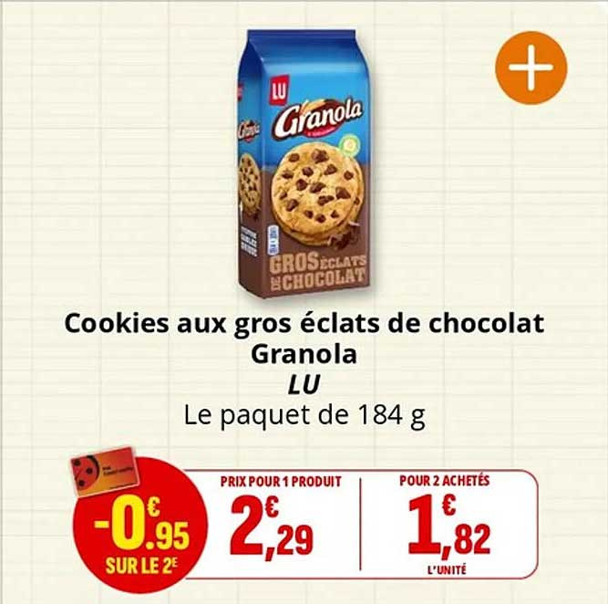 Cookies aux gros éclats de chocolat Granola