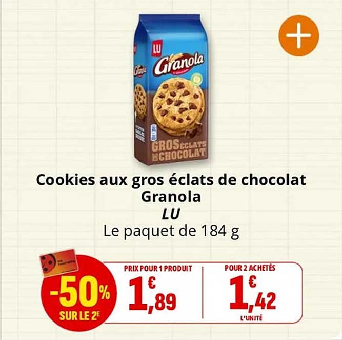 Cookies aux gros éclats de chocolat Granola LU