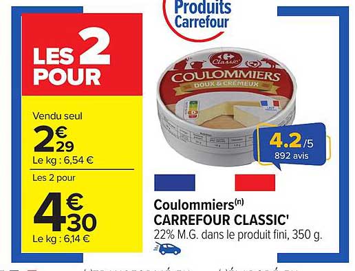 COULOMMIERS CARREFOUR CLASSIC' 350 g