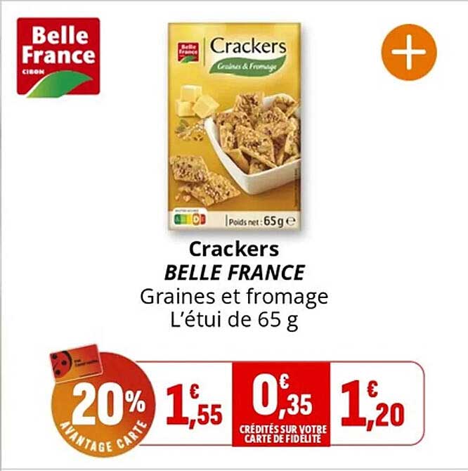 Crackers BELLE FRANCE Graines et fromage L'étui de 65 g