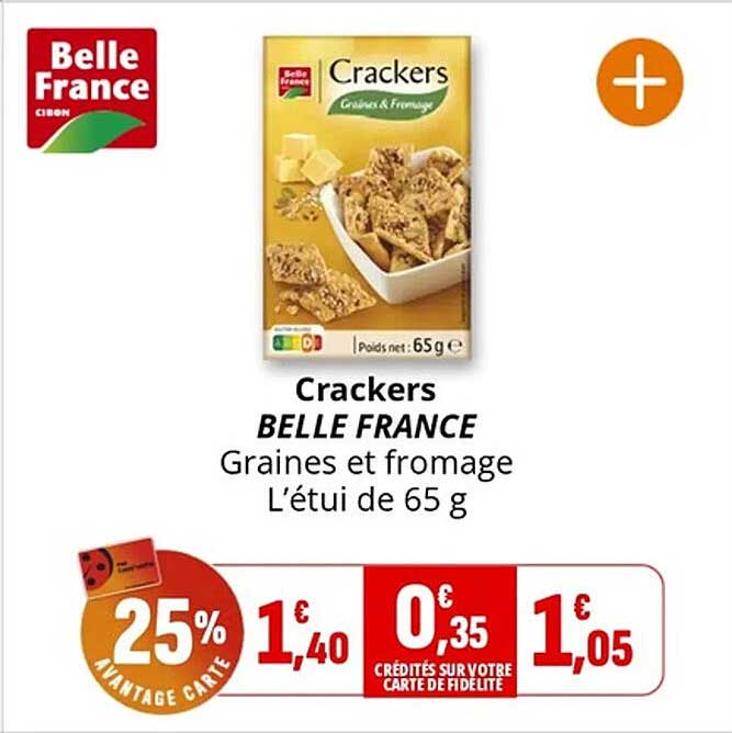 Crackers BELLE FRANCE Graines et fromage L’étui de 65 g