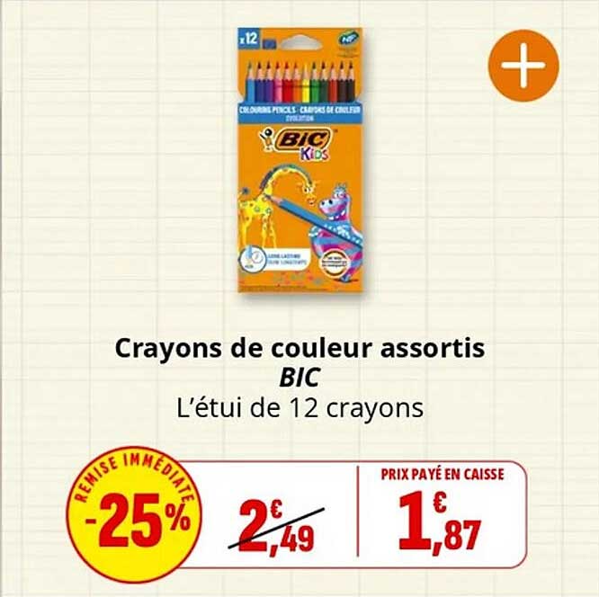 Crayons de couleur assortis BIC L’étui de 12 crayons