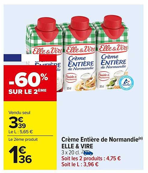 Crème Entière de Normandie ELLE & VIRE