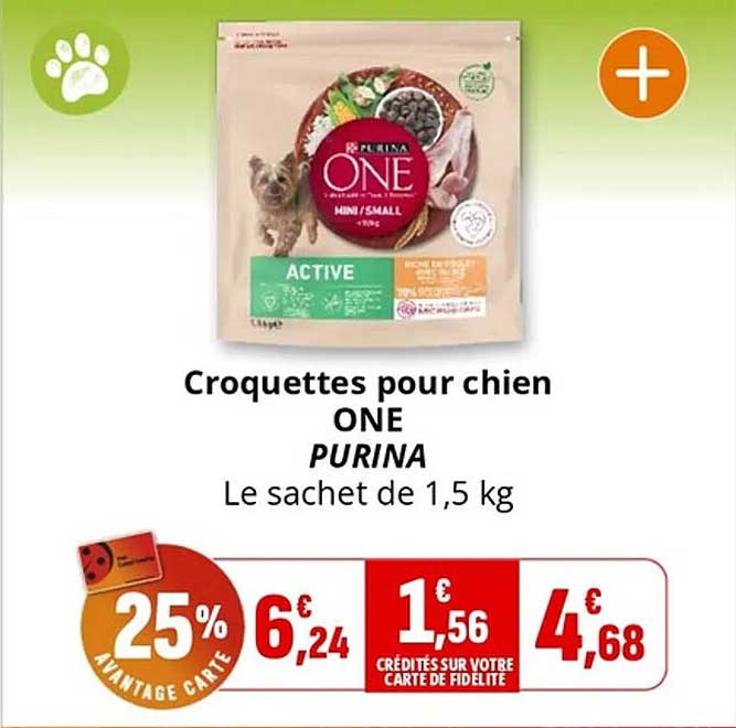 Croquettes pour chien ONE PURINA Le sachet de 1,5 kg