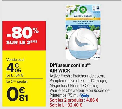 Diffuseur continu Air Wick - Active Fresh