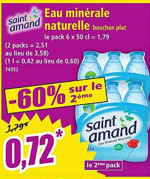 Eau minérale naturelle bouchon plat