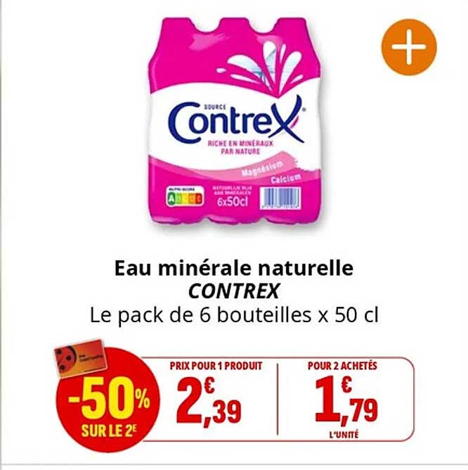 Eau minérale naturelle CONTREX Le pack de 6 bouteilles x 50 cl