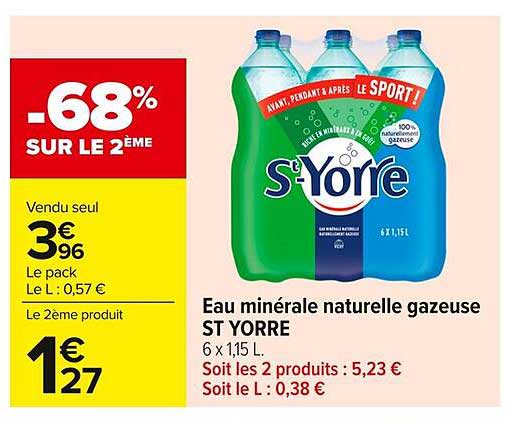Eau minérale naturelle gazeuse ST YORRE 6 x 1,15 L