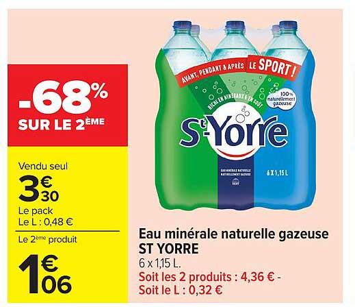 Eau minérale naturelle gazeuse ST YORRE