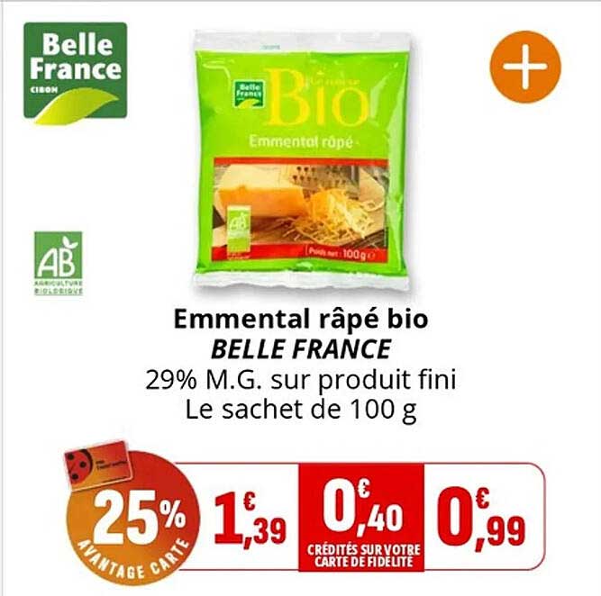 Emmental râpé bio BELLE FRANCE