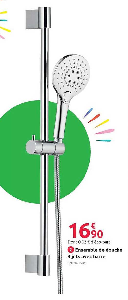 Ensemble de douche 3 jets avec barre