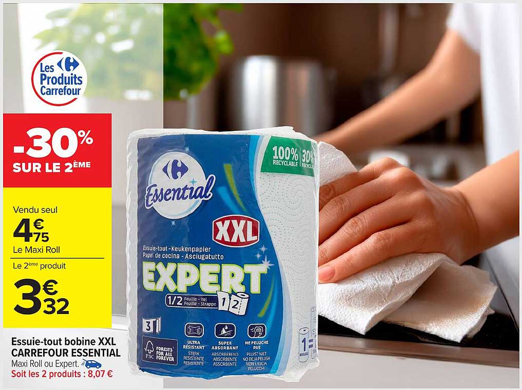Essuie-tout bobine XXL CARREFOUR ESSENTIAL