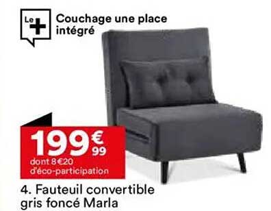 Fauteuil convertible gris foncé Marla