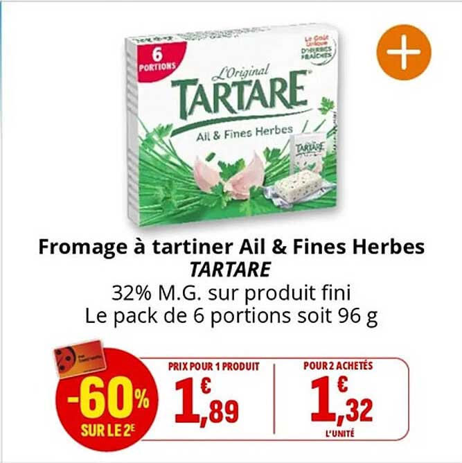 Fromage à tartiner Ail & Fines Herbes TARTARE