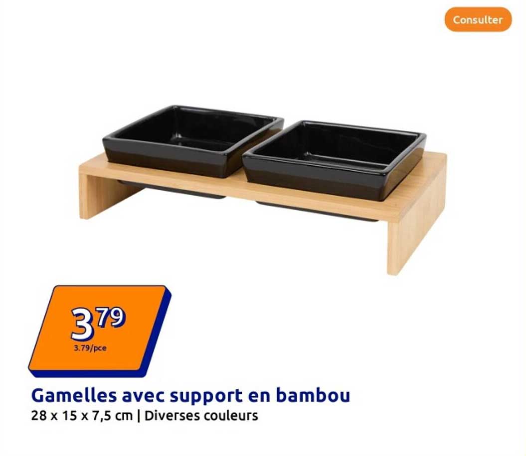 Gamelles avec support en bambou