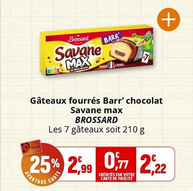 Gâteaux fourrés Barr' chocolat Savane max