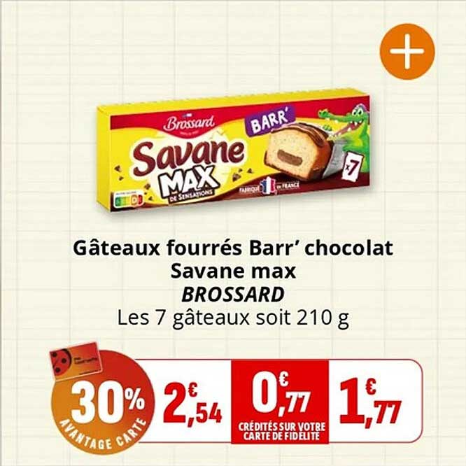 Gâteaux fourrés Barr' chocolat Savane max